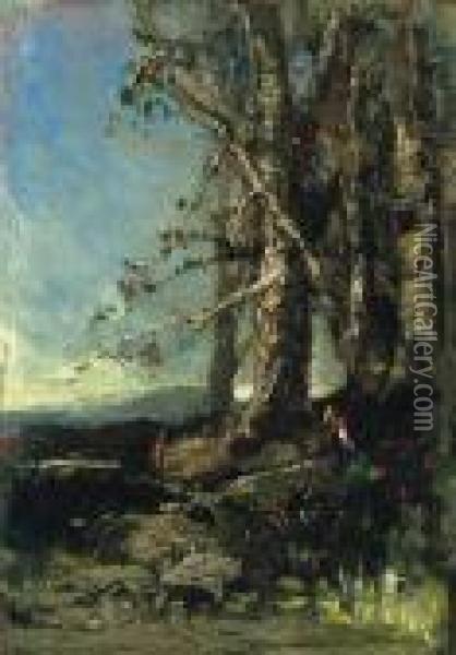In The Forest Oil Painting - Bela Von Spanyi