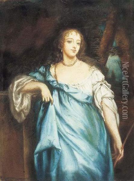 Pareja De Retratos De Dama, De Tres Cuartos Oil Painting - Sir Peter Lely