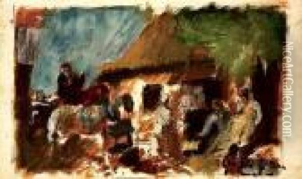 La Mort De Virgine, Vers 1923 Oil Painting - Charles Georges Dufresne
