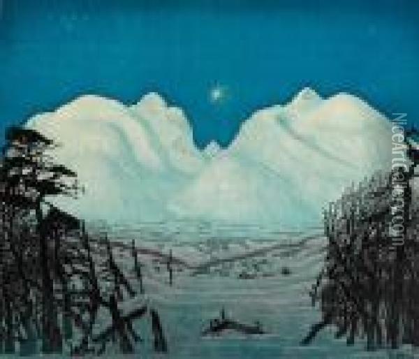 Vinternatt I Rondane 1917 Oil Painting - Harald Sohlberg