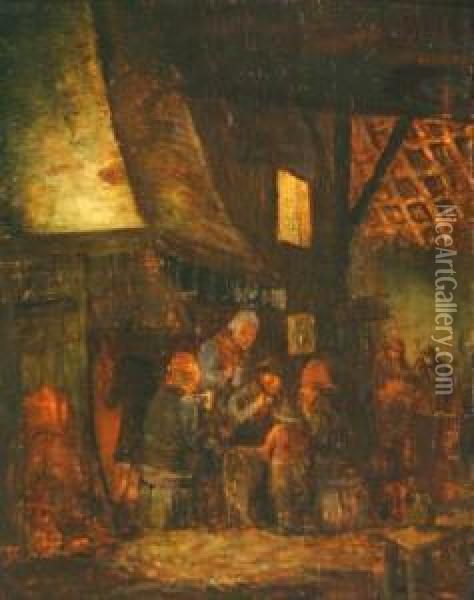 Figures Gathered In A Tavern Oil Painting - Pieter de Bloot