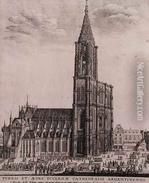 Strasbourg Cathedral Oil Painting - Wenceslaus Hollar