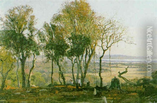 Figures In A Paraguayan Landscape Oil Painting - Karl Oenike
