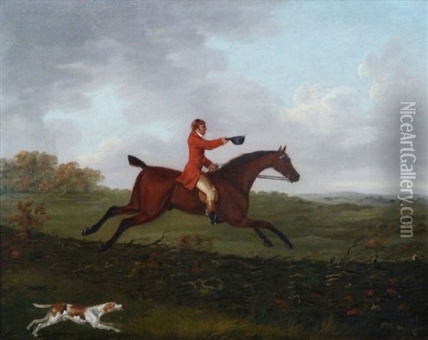 Huntsman In Red, Doffing His Cap Oil Painting - John Ferneley Jr.