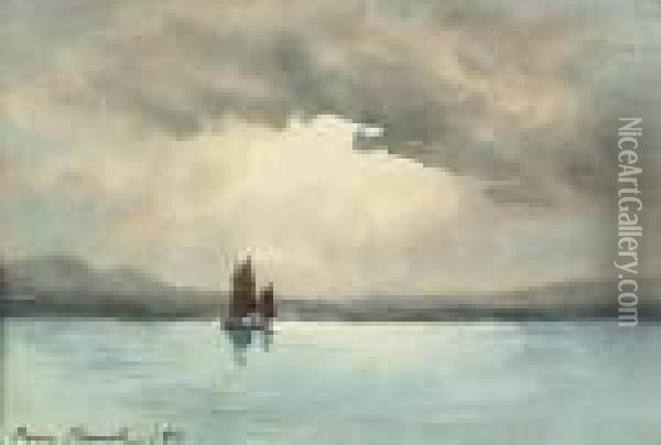 A Sailing Boat On A Lake Oil Painting - William Percy French