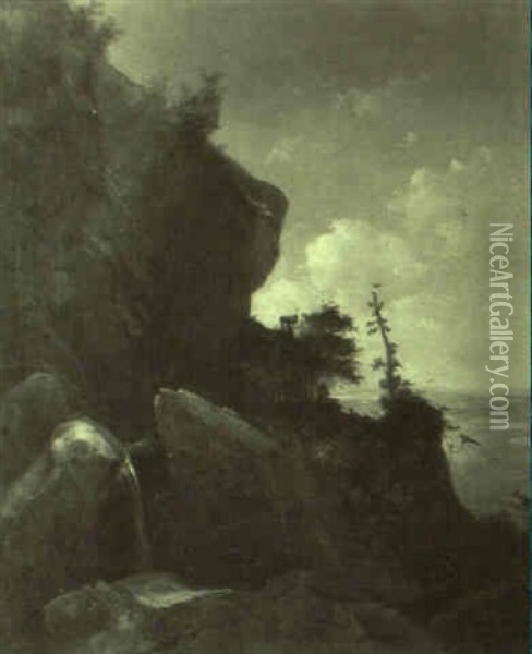 Einsiedler In Berglandschaft Oil Painting - Carl August Reinhardt