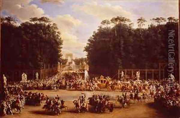 The Entry of Napoleon and Marie Louise into the Tuileries Gardens on the Day of their Wedding Oil Painting - Etienne-Barthelemy Garnier