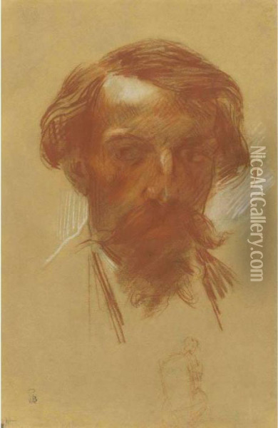 Self Portrait With Second Study Of Artist At Easel Oil Painting - Jean-Baptiste Carpeaux