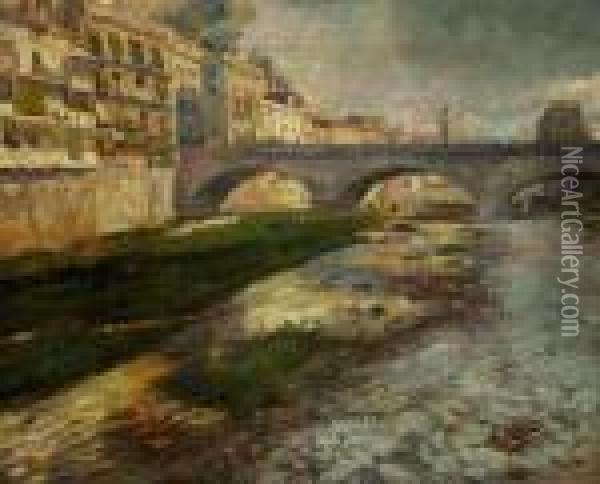 Girona. Oil Painting - Francisco Arasa