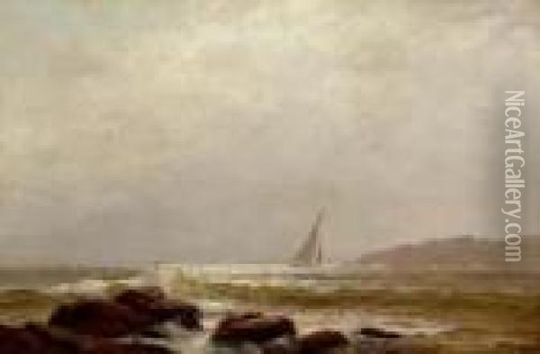 Sailing Off A Rocky Coast Oil Painting - Warren W. Sheppard