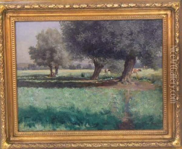 Troupeau Au Paturage Oil Painting - Georges Laugee