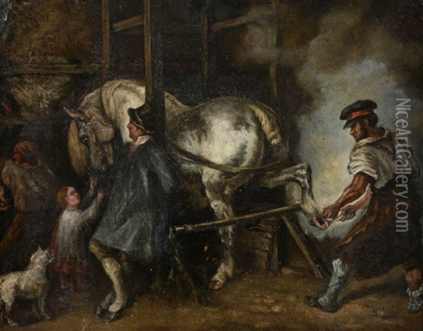 Le Marechal-ferrant Flamand Oil Painting - Theodore Gericault