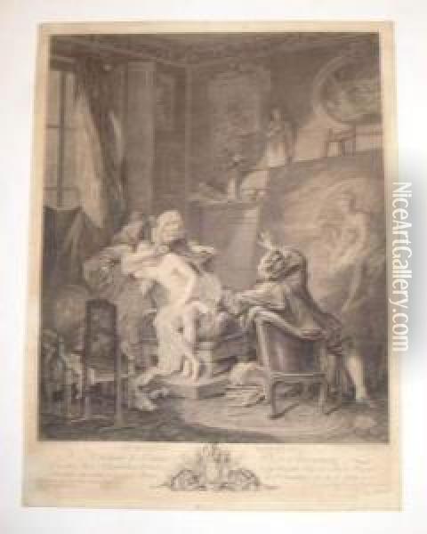 Le Modele Honnete. 1770. Oil Painting - Pierre-Antoine Baudouin