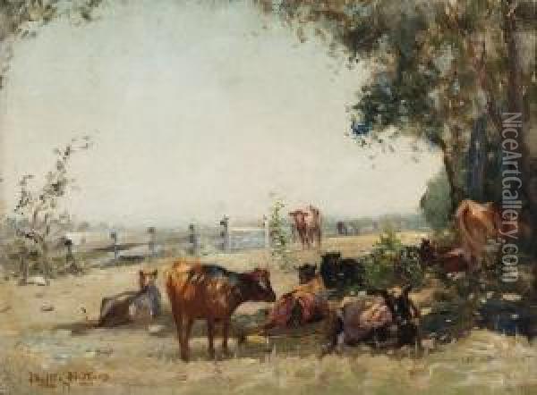 Cattle At Noon Oil Painting - Walter Withers