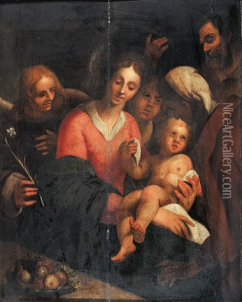 Sacra Familia Oil Painting - Adam van Noort the Elder