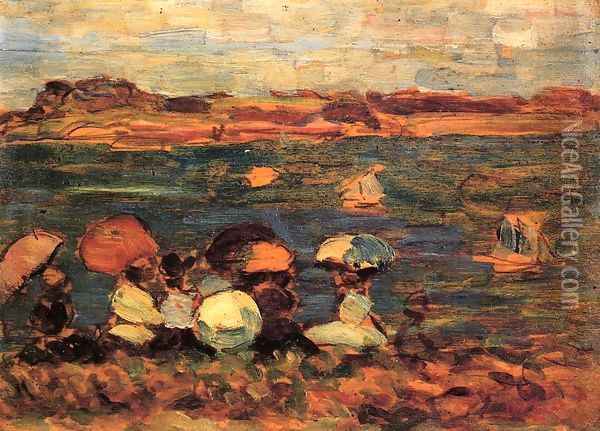 Beach Scene St. Malo 1907 Oil Painting - Henri De Toulouse-Lautrec