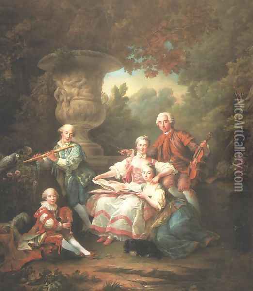 Marquis de Souches and His Family Oil Painting - Francois-Hubert Drouais
