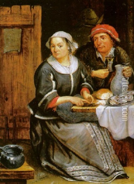 Couple Dans Un Interieur Oil Painting - Joos van Craesbeeck
