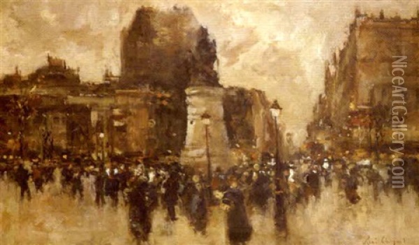 Place Clichy Animee Oil Painting - Rene Maxime Choquet