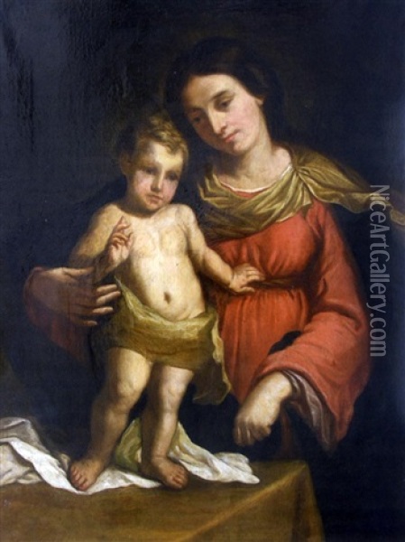 Vierge Avec L'enfant Benissant Oil Painting -  Guercino