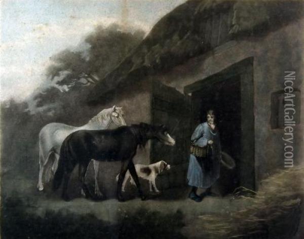 The Horse Feeder Oil Painting - George Morland