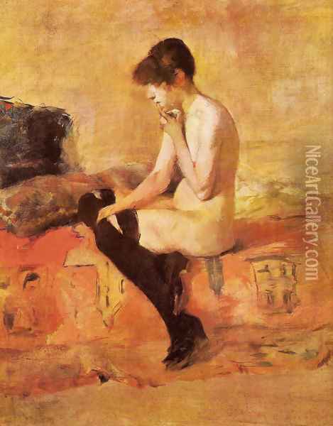 Nude woman on a divan Oil Painting - Henri De Toulouse-Lautrec