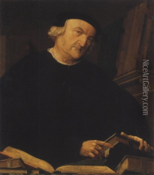 Portrait D'un Homme Tenant Des Livres Oil Painting - Lorenzo Lotto