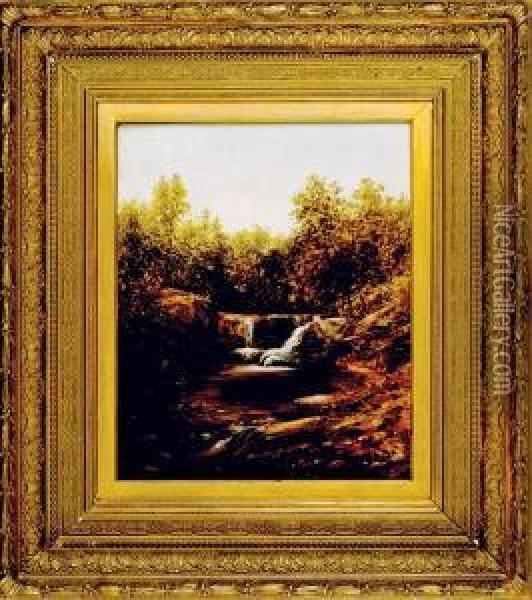 Waterfall, Georgia Oil Painting - Thomas Addison Richards