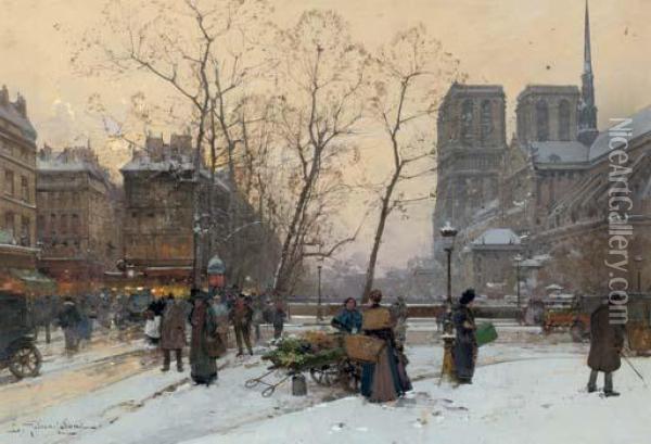 Notre-dame, Paris Oil Painting - Eugene Galien-Laloue
