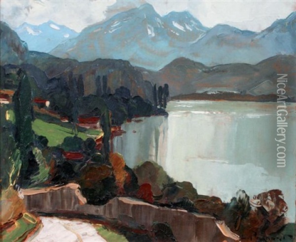 Sans Titre (lac D'annecy?) Oil Painting - Lucien Poignant