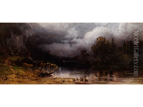 Gewitterstimmung An Einem Bayerischen Voralpensee Oil Painting - Eduard Schleich the Elder