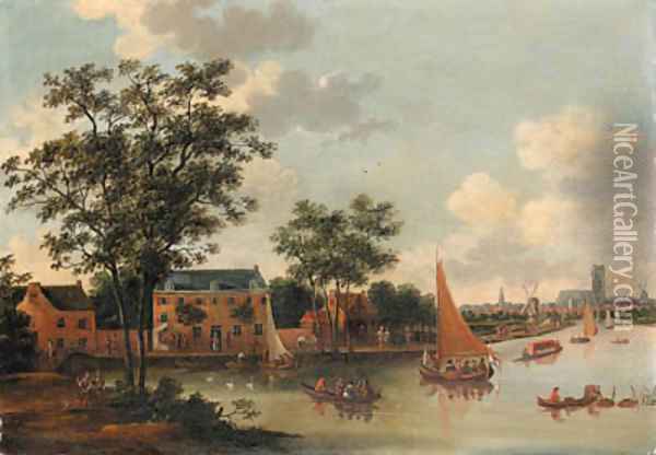 View of the River Rotte Oil Painting - Abraham Jansz. Storck