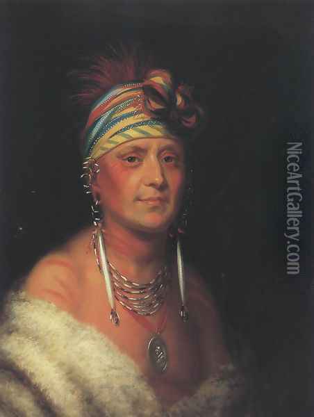 Monchousia(White Plume) Kansa 1822 Oil Painting - Charles Bird King