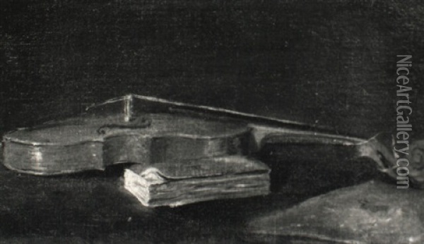Stilleben Mit Geige Und Buch Oil Painting - Jean-Baptiste-Simeon Chardin
