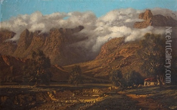 Cloud Blanket Over Mountainous Landscape Oil Painting - Tinus de Jongh