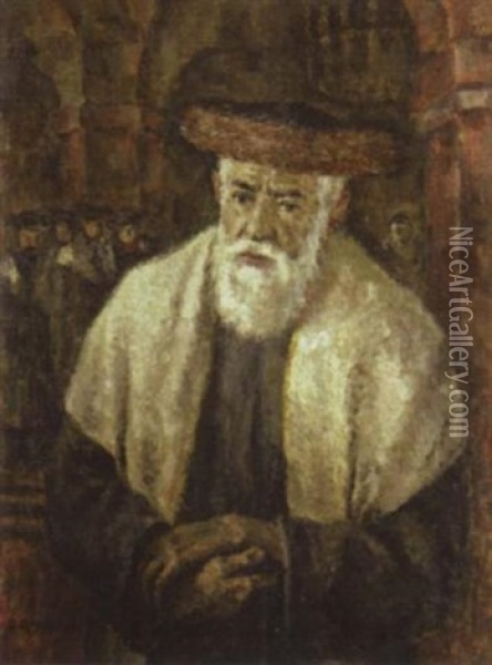 Rabbiner Oil Painting - Ernst Oppler