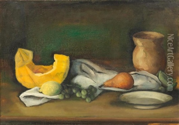 Still Life With Squash And Lemon Oil Painting - Johann Wilhelm Von Tscharner