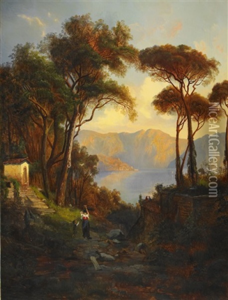 Vy Over Lago Maggiore, Italien Oil Painting - Edward (Johan-Edvard) Bergh