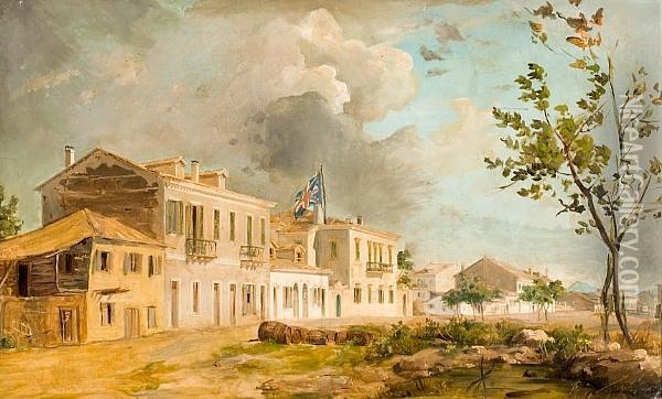 The British Consulate At Patras Oil Painting - Vincenzo Lanza