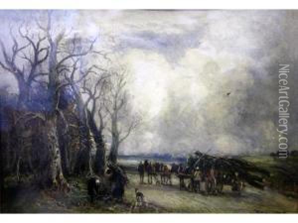 Timber Wagon Oil Painting - William Manners