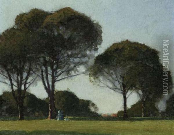 In Parramatta Park Circa 1922 Oil Painting - Elioth Gruner