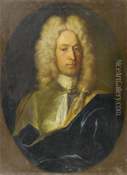 Portrait Of A Nobleman. Oil Painting - Johann Rudolf Huber
