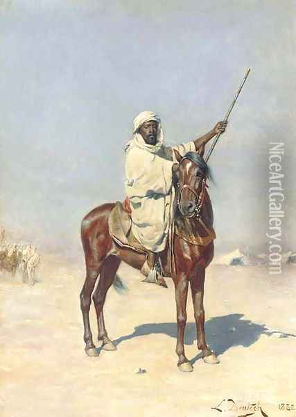 A Horseman in the Desert Oil Painting - Ludwig Deutsch