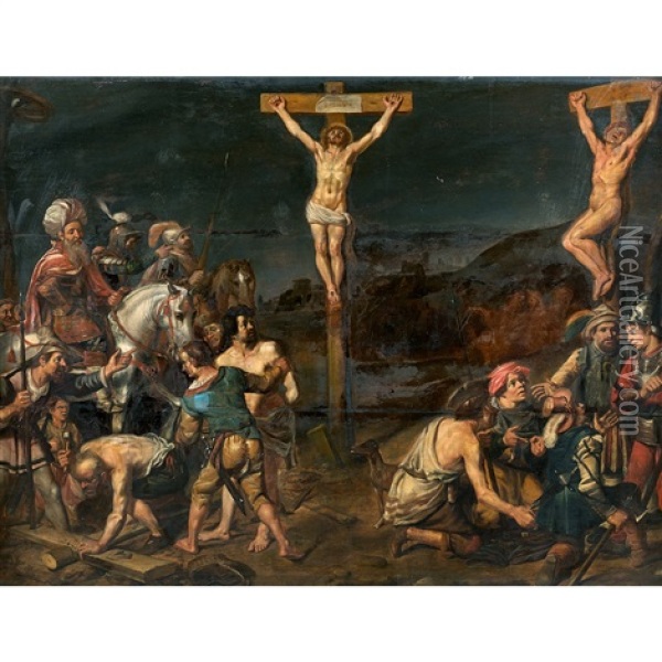 La Crucifixion Entre Les Larrons Oil Painting - Francois (Vernando) Venant