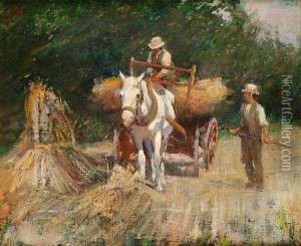 Haymaking Oil Painting - Harry Filder