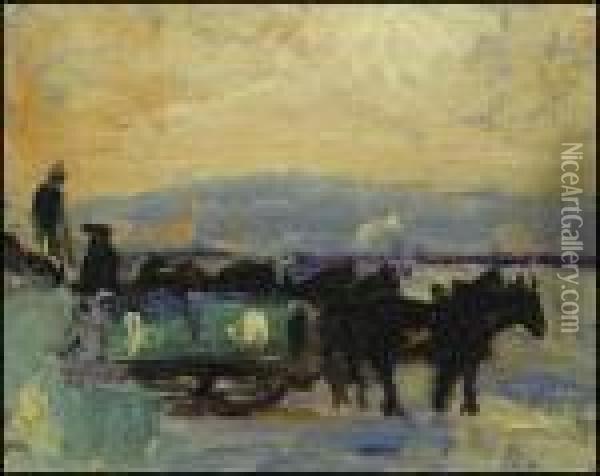 Ice Cutting On The St. Lawrence Oil Painting - Maurice Galbraith Cullen