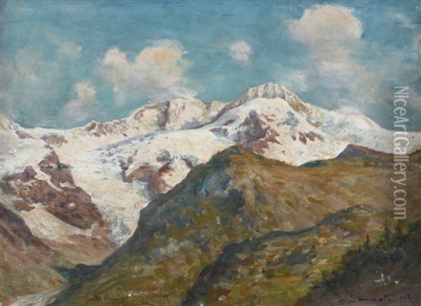 Dalle Miniere, Gressoney La Trinite Oil Painting - Guilio Sommati di Mobello