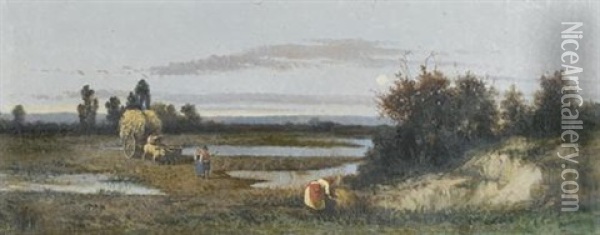Landschaft Mit Schilfsammlern Oil Painting - Alessandro Castelli
