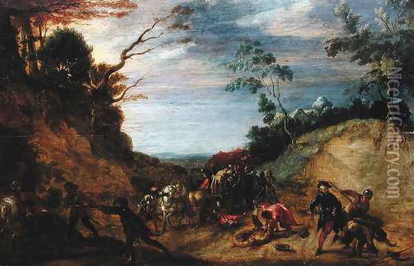 Travellers Attacked by Bandits Oil Painting - Pieter Snayers