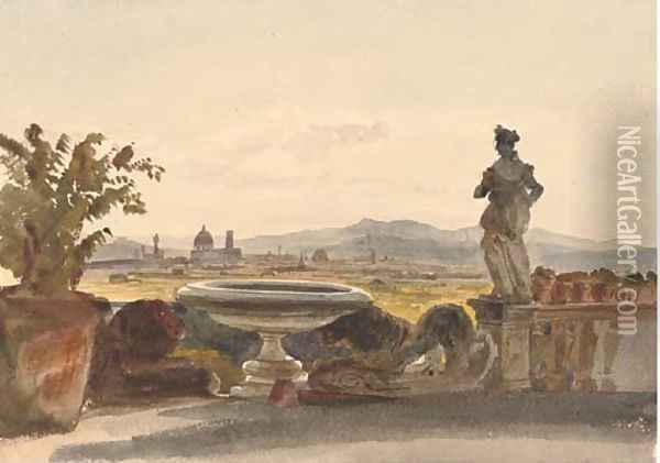 View of Florence from the terrace of Boccaccio's Villa Oil Painting - Harriet Cheney